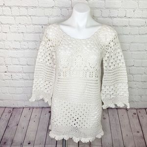 Lucky Brand open knit boho sweater